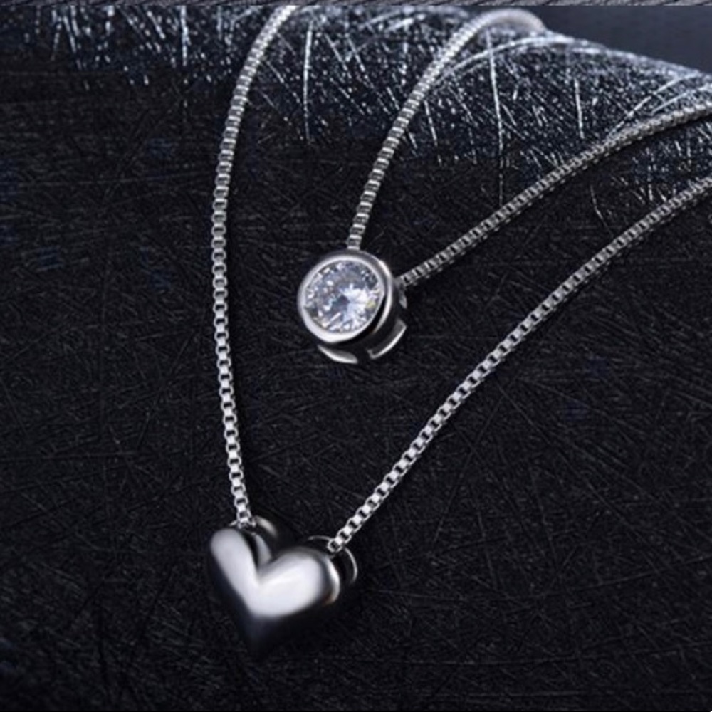 NEW! 925 Sterling Silver Double Layer Necklace !